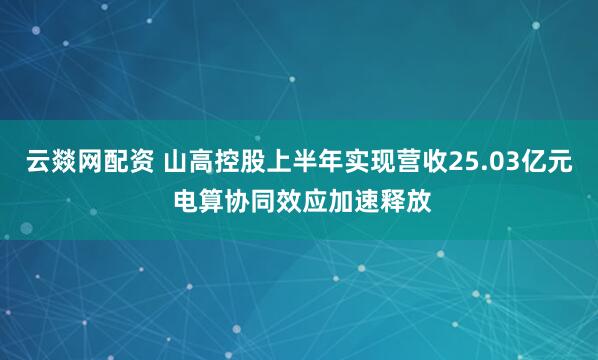 云燚网配资 山高控股上半年实现营收25.03亿元 电算协同效应加速释放